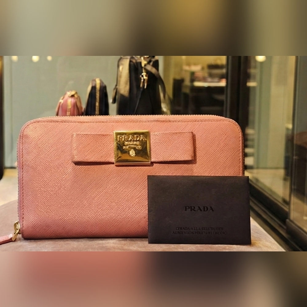 Prada Saffiano Continental Bow Wallet